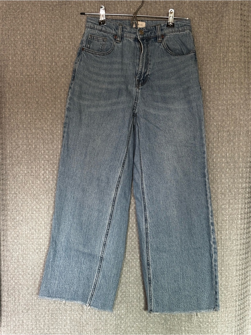 PacSun Nora Wide Leg Jeans Size 25 High Rise Light Wash Raw Hem
